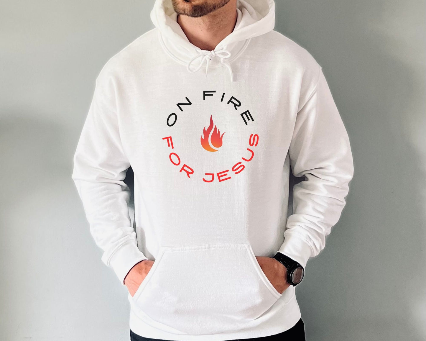 On Fire For Jesus Mens Hoodie
