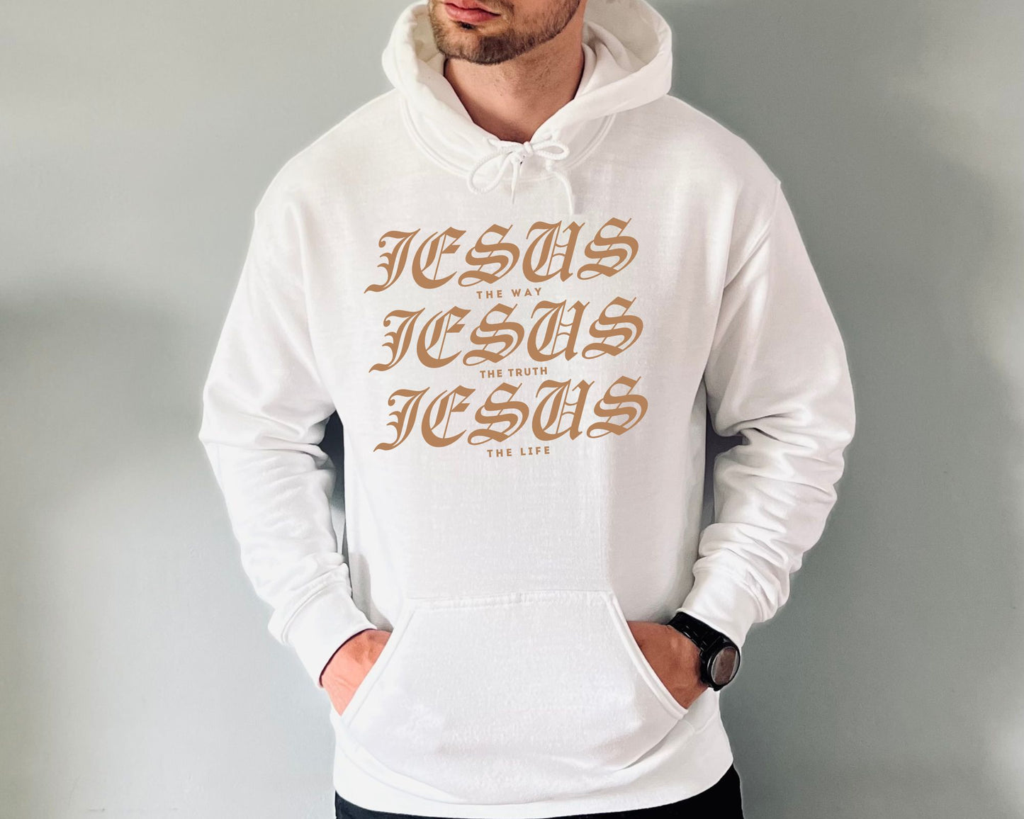 Jesus Way Truth Life Mens Hoodie