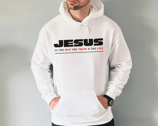 Jesus Way Truth Life Mens Hoodie