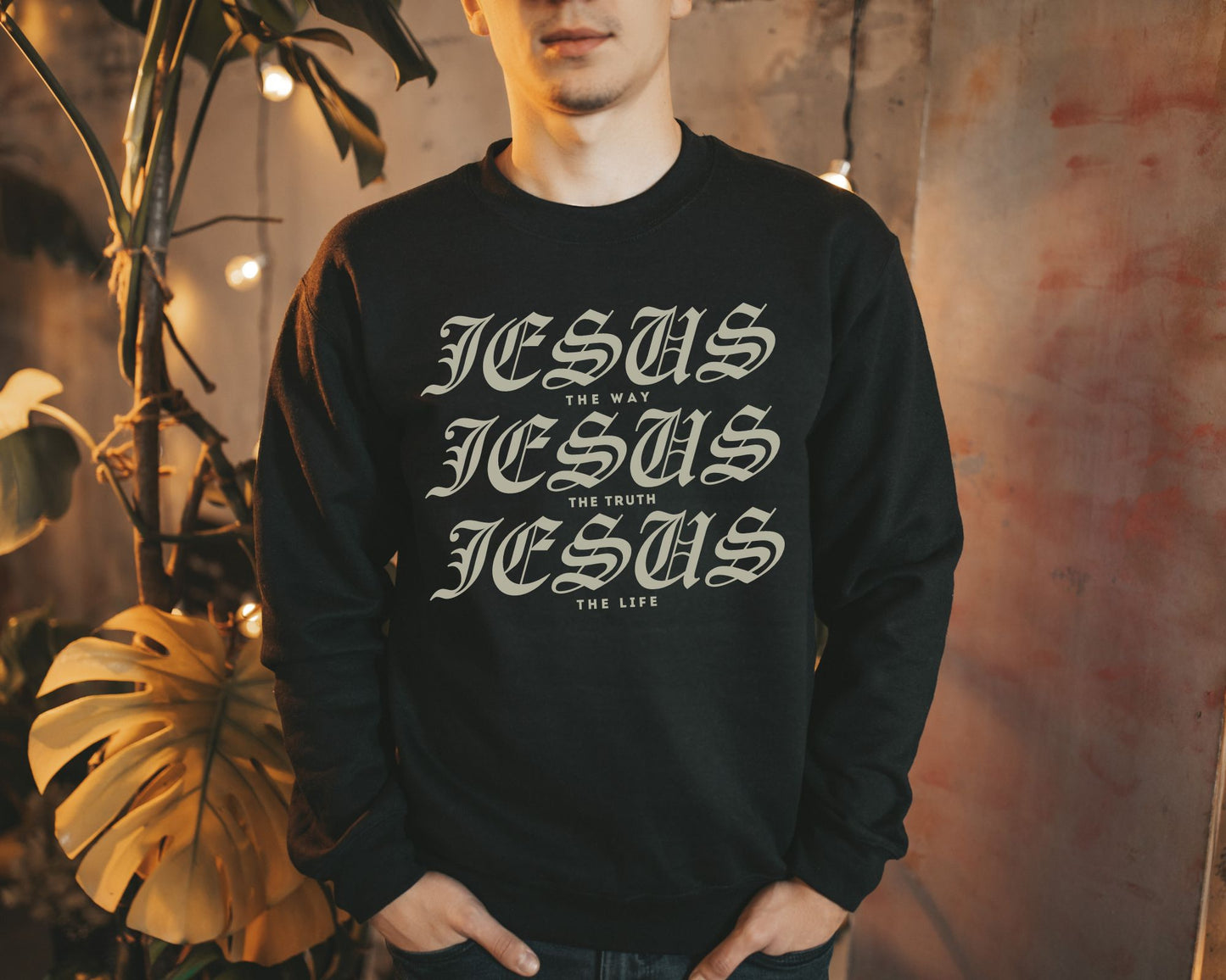 Jesus Way Truth Life Mens Sweatshirt