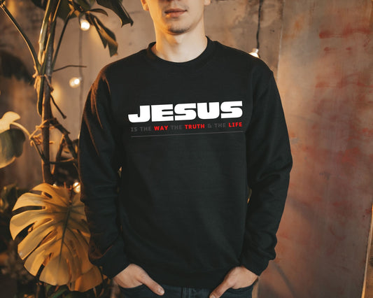 Jesus Way Truth Life Mens Sweatshirt