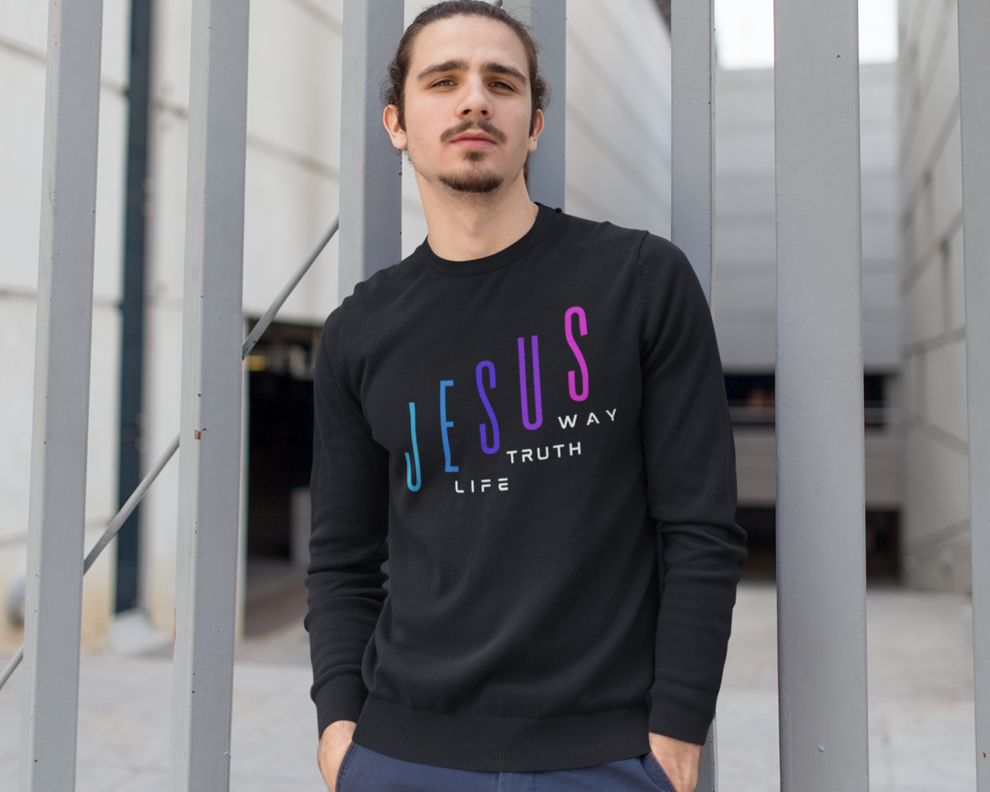 Jesus Way Truth Life Mens Sweatshirt