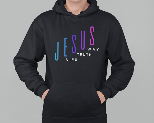 Jesus Way Truth Life Mens Hoodie