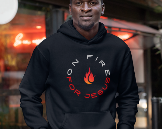 On Fire For Jesus Mens Hoodie