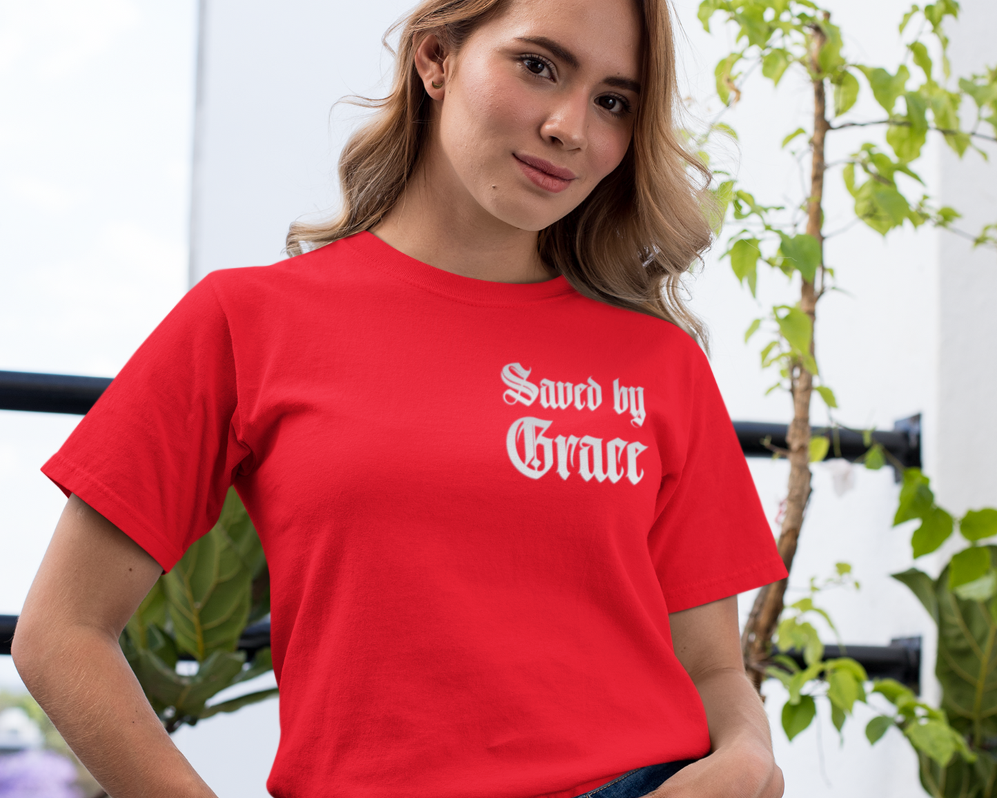 Saved By Grace Womans T-Shirt