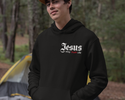 Jesus Way Truth Life Mens Hoodie