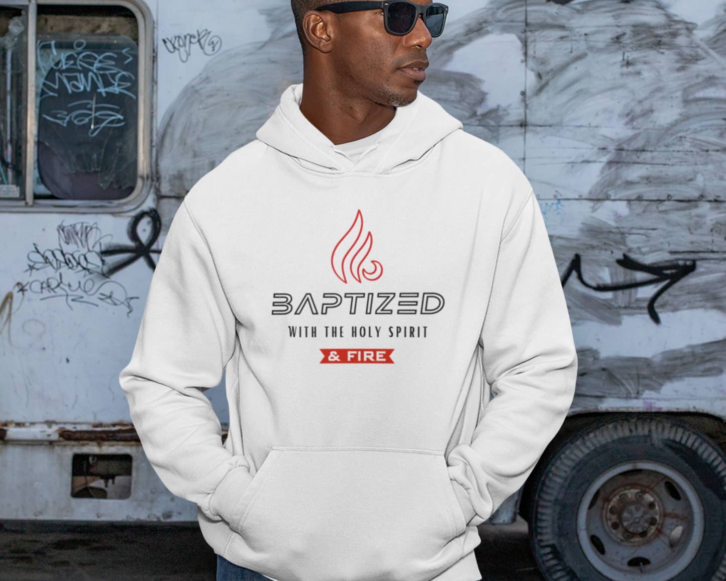 Baptized with the Holy Spirit Mens Christian Hoodie